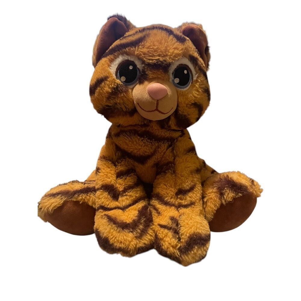 Build A Bear Orange Black Striped Tiger Cub Blue Eyes Stuffed Animal Plush 14"